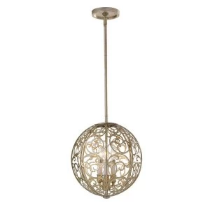 Image of 3 Light Ceiling Chandelier Pendant Light Silver Leaf, E14