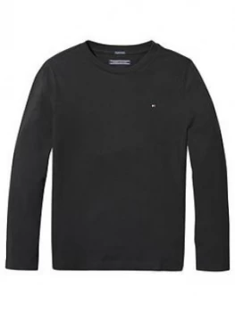 Image of Tommy Hilfiger Boys Long Sleeve Essential Flag T-Shirt - Black, Size 5 Years