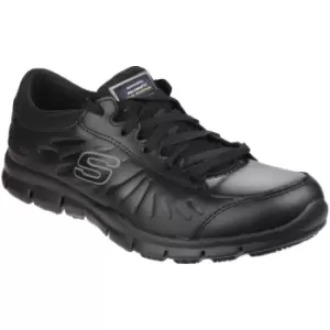 Image of Occupational Womens/Ladies Eldred Slip Resistant Lace Up Work Shoes (6 uk) (Black) - Black - Skechers