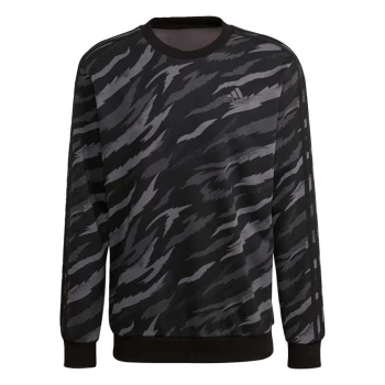 Image of adidas Essentials French Terry Camo-Print Sweatshirt Mens - Black