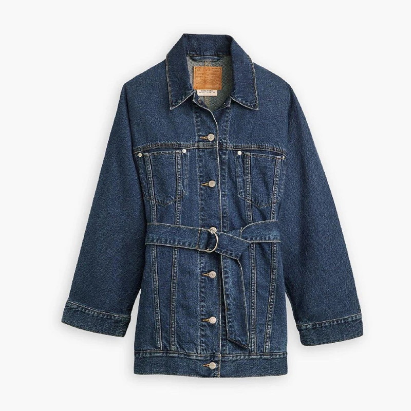 Image of Belted Dolman Trucker Jacket