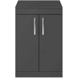 Image of Nuie - Athena Gloss Grey 600mm 2 Door Vanity Unit with Worktop - ATH075W - Grey