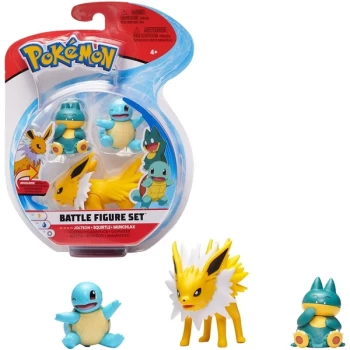 Image of Pokemon Battle Figure 3 Pack Set - Jolteon, Squirtle & Munchlax