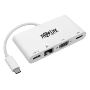 Image of Tripp Lite U444-06N-HV4GU USB-C Multiport Adapter - 4K HDMI VGA USB-A GbE HDCP White
