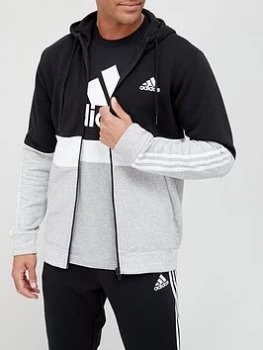Image of Adidas Colourblock Zip Hoodie - Black/White