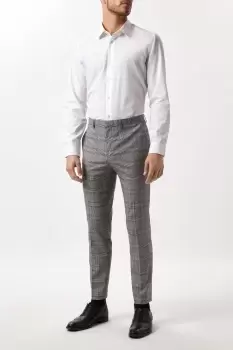Image of Skinny Fit Grey Checked Suit Trousers