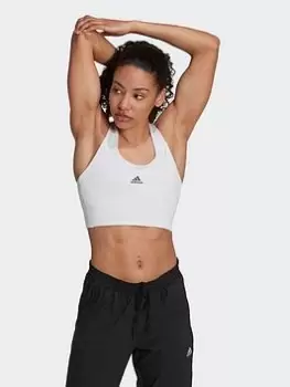 Image of adidas Running Medium-Support Pocket Bra, White/Black Size M Women