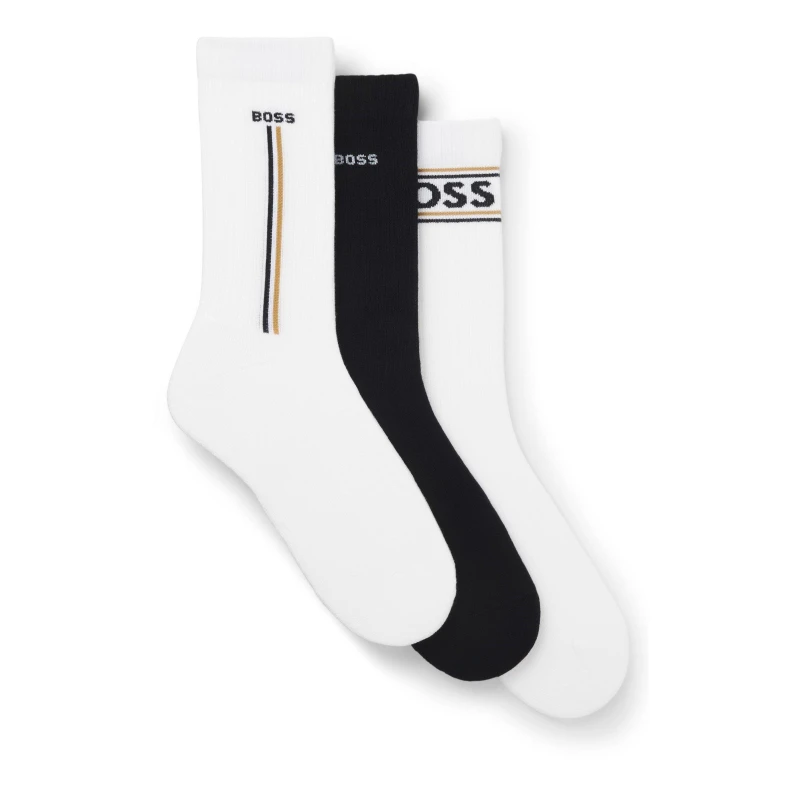 Image of Boss 3 Pack Logo Socks Black/White 960 male 6-11
