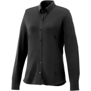 Image of Elevate Womens/Ladies Bigelow Long Sleeve Pique Shirt (L) (Black)