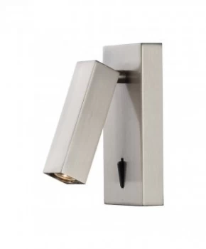 Image of Wall, Reading Light, 3W LED, 3000K, 210lm, Switched, Satin Nickel