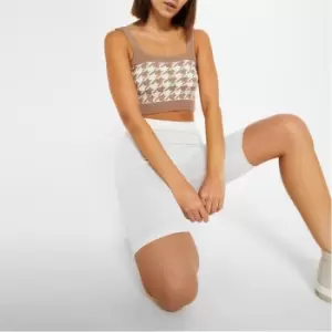 Image of I Saw It First Houndstooth Square Neck Knit Crop Top - Neutral