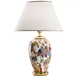 Image of Kolarz Lighting - Kolarz DAMASCO - Lifestyle Fabric Tapered Shade Table Light Polished Gold, 1x E27