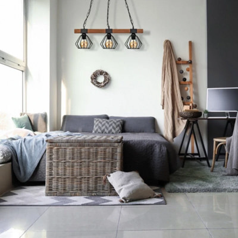 Image of Milagro Ulf Matt Black Natural Wood Hand Made Wall Lamp Black unisex