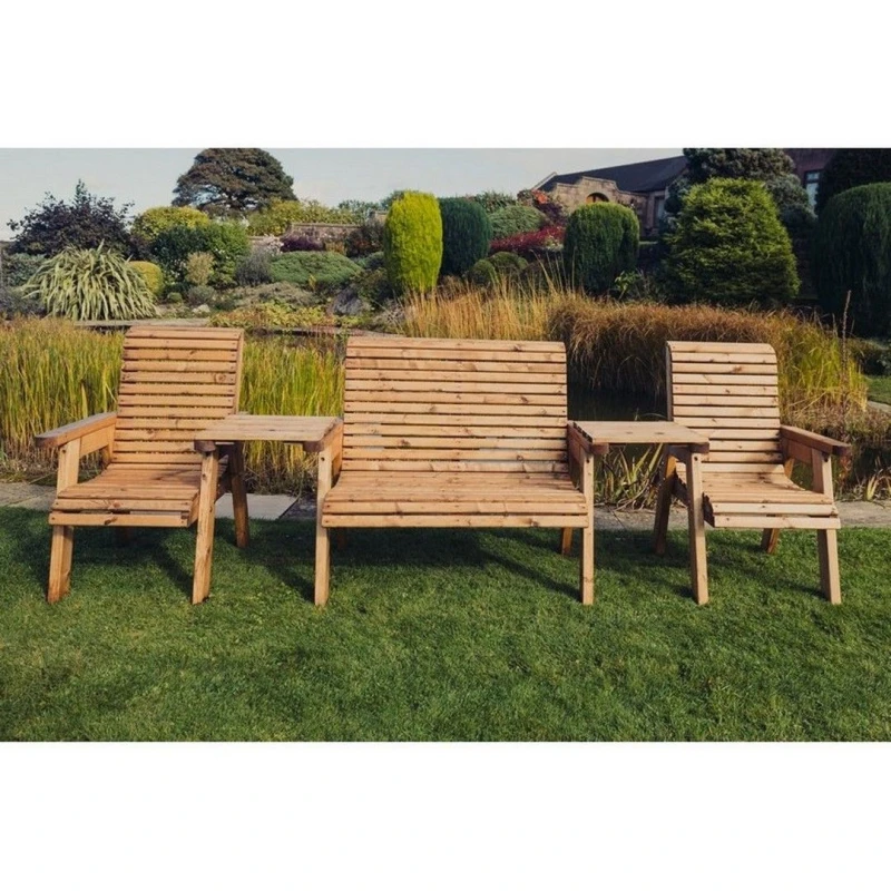 Image of Churnet Valley Garden Furniture Ltd Valley 1X2B 2XC with Tray Set - Fully Assembled - Set of Cushions Incl in Brown Brown Unisex