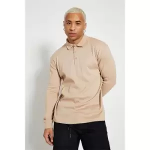 Image of I Saw It First Mens Ribbed Muschle Fit Ls Polo - Brown