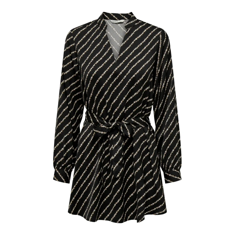 Image of Only Womens long sleeve v-neck dress Only Onlthalia Bf Ptm Noir Female S