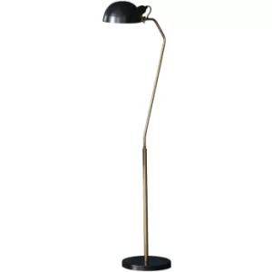 Image of Task Floor Lamp Satin Black, Aged Brass Paint