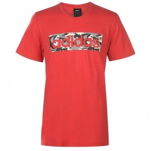 Image of adidas Linear Camo Mens T-Shirt - Red/Wht/Blk