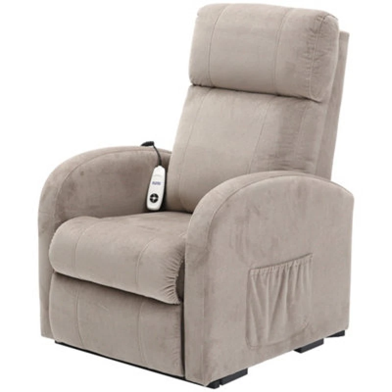 Image of Loops Single Motor Rise and Recline Lounge Chair Pebble Coloured Micro Fibre Material Multi