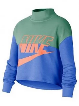 Image of Nike Older Girls Crop Crew - Blue/Green