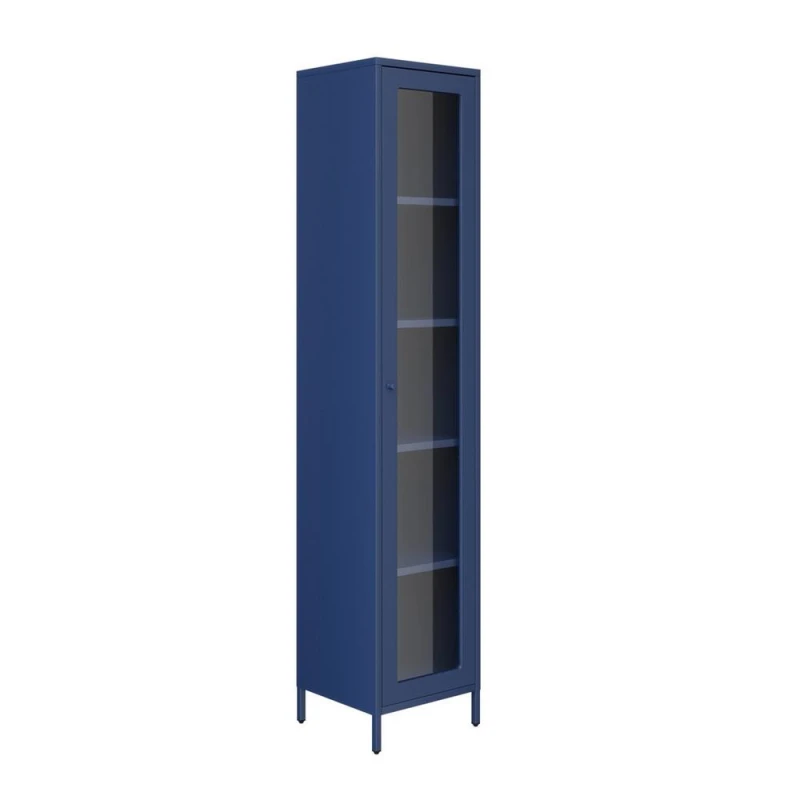 Image of Lemon Pavilion Furniture Frank Storage Cabinet - Steel/Glass - Classic Blue - Flat Packed Blue Unisex