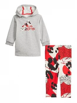 Image of adidas Infant Girls I Dress Set - Grey/Red, Size 18-24 Months, Women