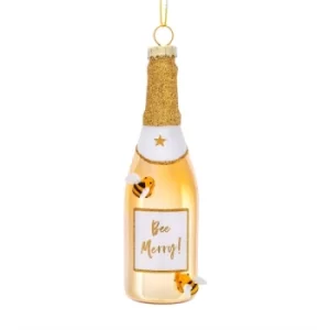 Image of Bee Merry Gold Champagne Shaped Bauble