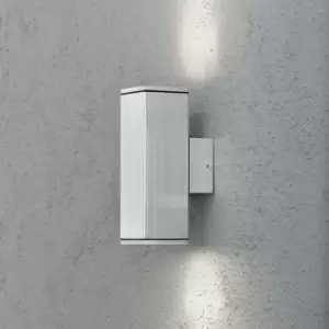 Image of Konstsmide Monza Outdoor Modern Up Down Double Square Grey Wall Light GU10, IP44