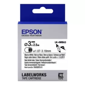 Image of Epson LK-4WBA3 Black on White Heat Shrinking Tube 3mm x 2.5m
