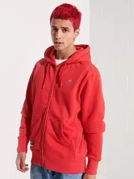 Image of Superdry Code Essential Zip Thru Hoodie, Red Size M Men
