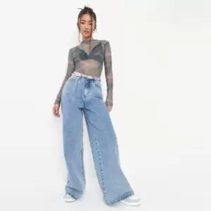 Image of Missguided Neck Mesh Psychedelic Bodysuit - Multi