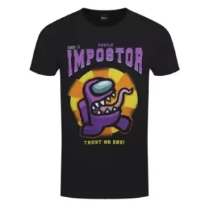 Image of Among Us Unisex Adult Purple Impostor T-Shirt (L) (Black)