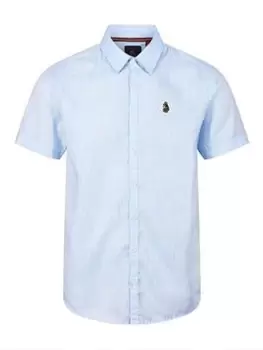 Image of Luke 1977 Yoko Short Sleeve Linen Shirt - Blue Size S, Men