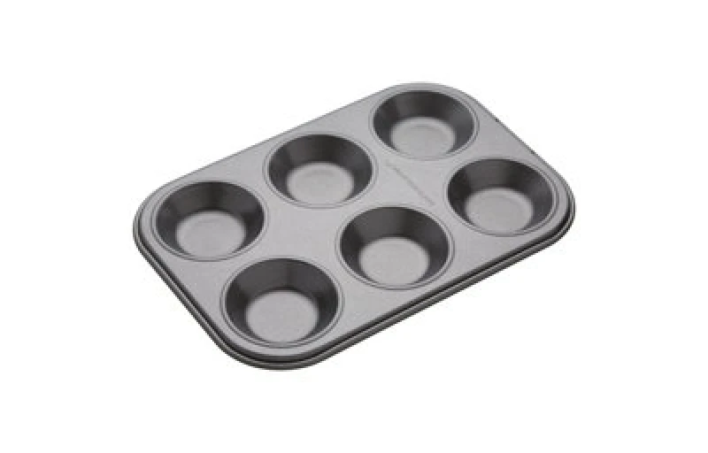 Image of Masterclass Non-Stick 6 Hole Shallow Baking Pan Dark Grey