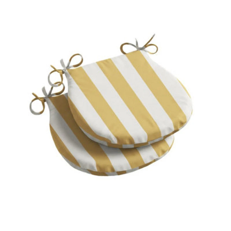 Image of Luxury Living Wide Striped Outdoor D Shaped Seat Pad Yellow