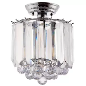 Image of Flush Ceiling Mount Light Chrome & Acrylic 2x Lamp Bulb Classic Hanging Fitting