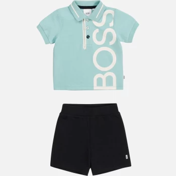Image of Hugo Boss Polo Shirt & Bermuda Shorts Set Blue Size 0-3 Months Boys