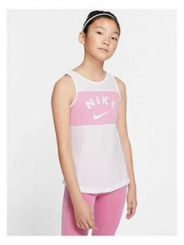 Image of Nike Girls Tank Top - White/Pink