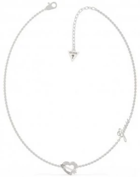 Image of Guess Across My Heart Stainless Steel Charm Necklace Jewellery