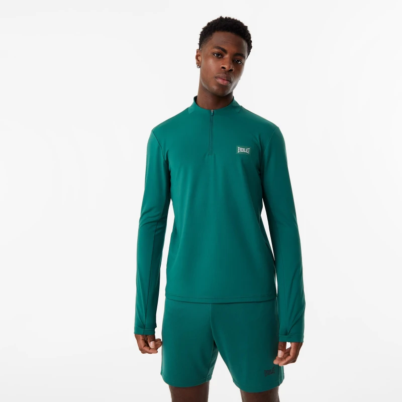 Image of Everlast Half Zip Funnel Neck Top Mens - Green Green S