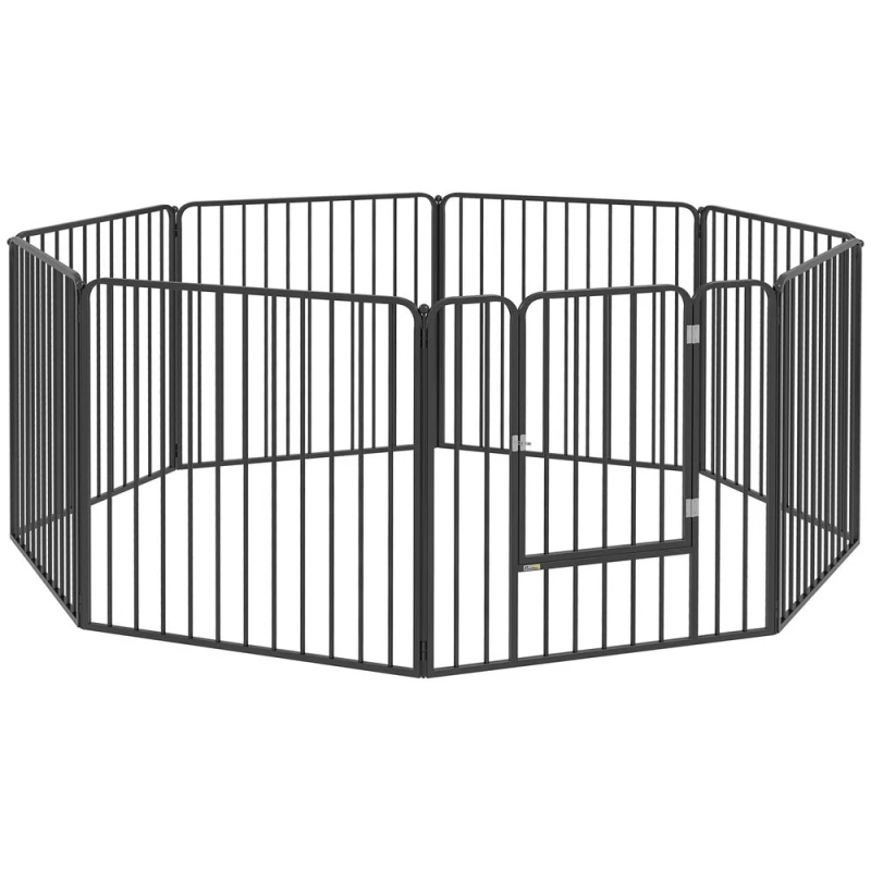 Image of PawHut 80cm 8 Panels Heavy-Duty Dog Playpen for S/M Dogs, Black D06-201V01BK