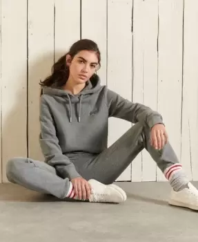 Image of Superdry Womens Vintage Logo Embroidered Hoodie Grey / Rich Charcoal Marl - Size: 6