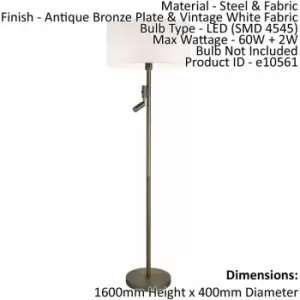Image of Loops - Floor Lamp Light Antique Bronze & Vintage White Fabric 60W E27 & 2W led