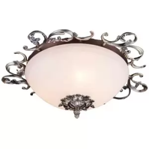 Image of Speria Flush Bowl Ceiling Lamp Bronze, 3 Light, E14