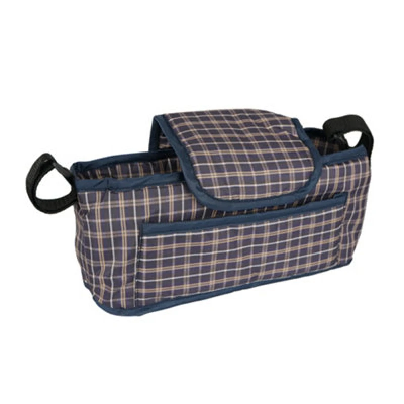 Image of Monstershop Pet Stroller Caddy Bag in Blue Tartan Blue