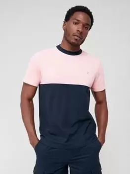 Image of Farah Tony Colour Block T-Shirt, Pink Size M Men