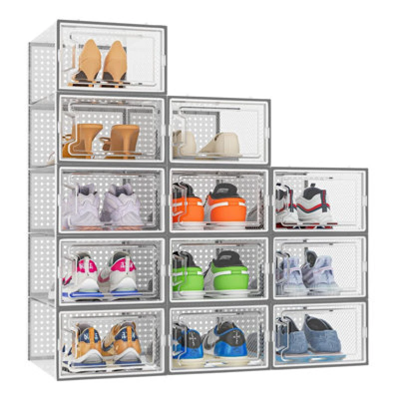 Image of Neo Grey 12 Pcs Transparent Large Shoe Storage Boxes
