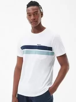Image of Barbour Tindale Stripe T-Shirt - White, Size L, Men