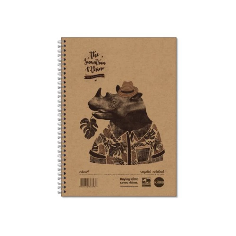 Image of Rhino Save The Rhino Recycled Twinwire Hardback Notebook A4 160...