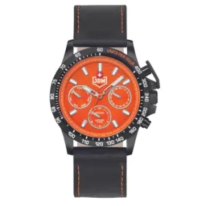 Image of JDM Military Charlie Orange Dial Black Stitched Leather Strap Mens Watch JDM-WG016-06